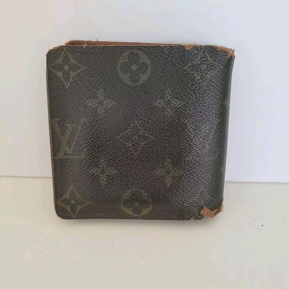 Vintage Louis Vuitton Men's LV Brown Bi-Fold Leather Wallet Monogram Fair Retro - Picture 2 of 13